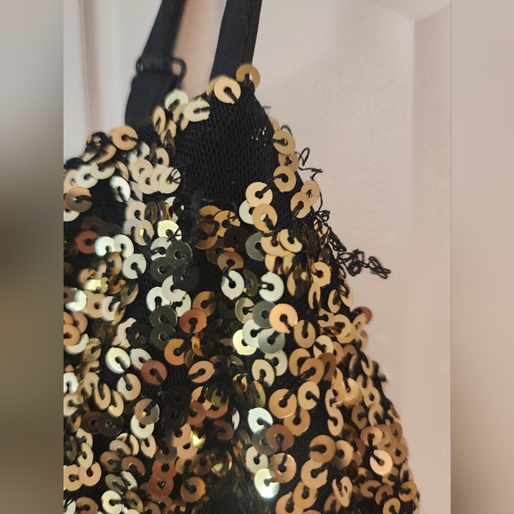 B Darlin Super Stretchy Gold Bodycon Sassy Sequin Dress Size 20W Party Clubbing - Picture 3 of 10